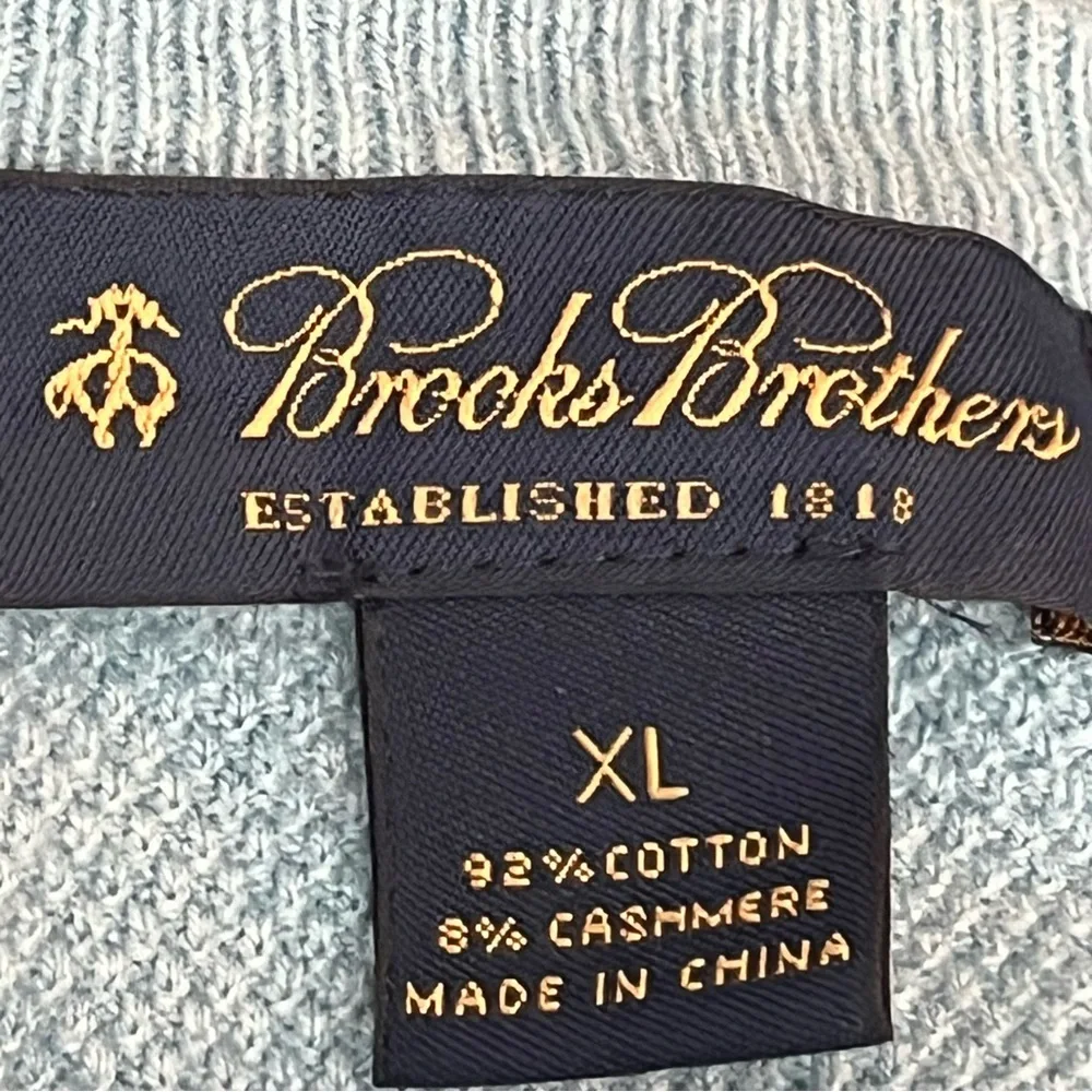 Brooks Brothers Sweater Cashmere Blend Men’s XL Light Blue Stripe Crew Neck
